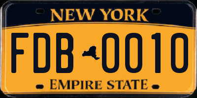 NY license plate FDB0010