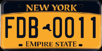 NY license plate FDB0011