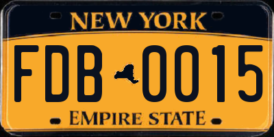 NY license plate FDB0015