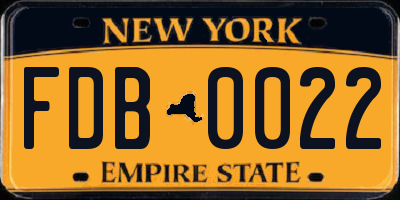 NY license plate FDB0022