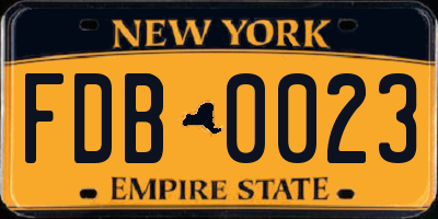 NY license plate FDB0023