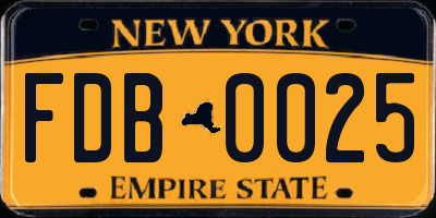 NY license plate FDB0025