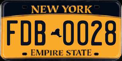 NY license plate FDB0028