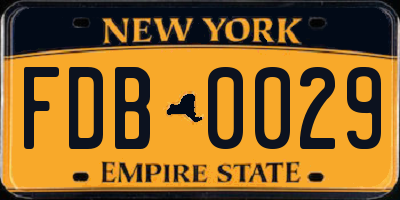 NY license plate FDB0029