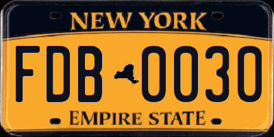 NY license plate FDB0030