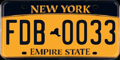 NY license plate FDB0033