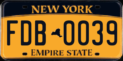 NY license plate FDB0039