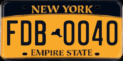 NY license plate FDB0040