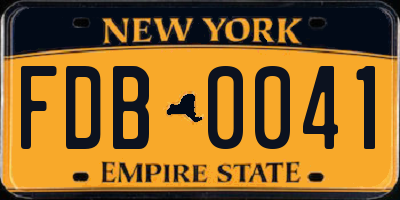 NY license plate FDB0041