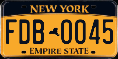 NY license plate FDB0045
