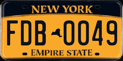 NY license plate FDB0049