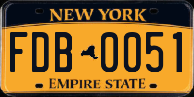 NY license plate FDB0051