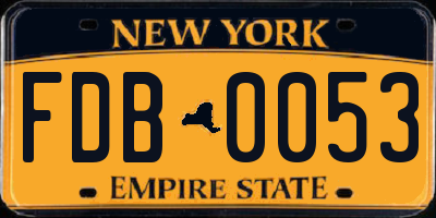 NY license plate FDB0053