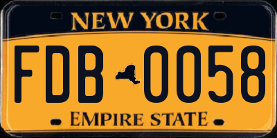 NY license plate FDB0058