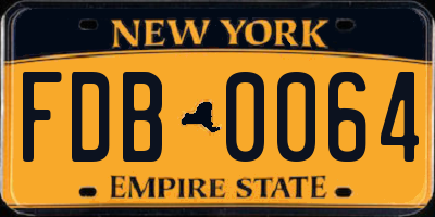 NY license plate FDB0064