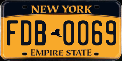 NY license plate FDB0069