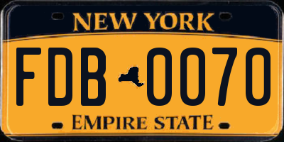 NY license plate FDB0070
