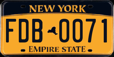 NY license plate FDB0071
