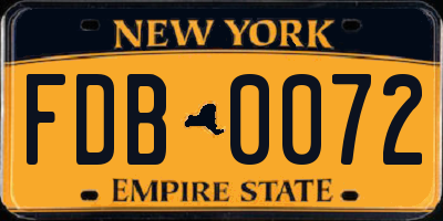 NY license plate FDB0072
