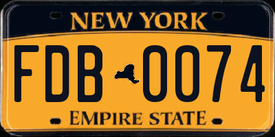 NY license plate FDB0074