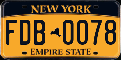 NY license plate FDB0078