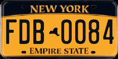NY license plate FDB0084