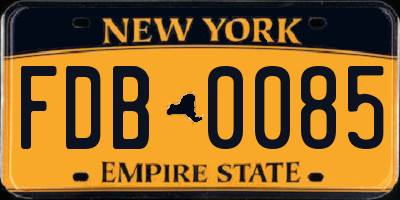NY license plate FDB0085