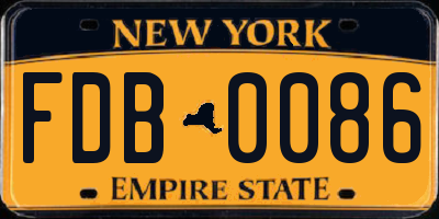 NY license plate FDB0086