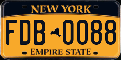 NY license plate FDB0088
