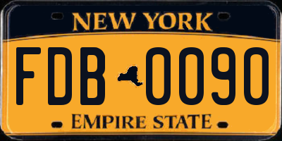 NY license plate FDB0090