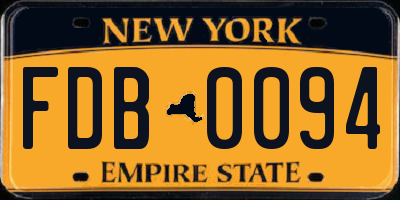 NY license plate FDB0094