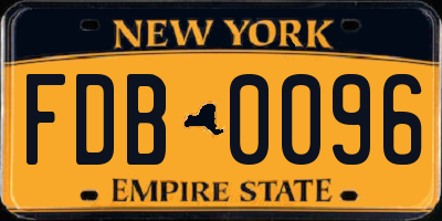 NY license plate FDB0096