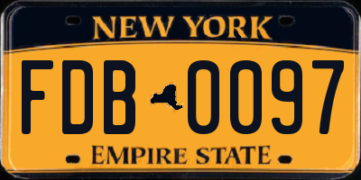 NY license plate FDB0097