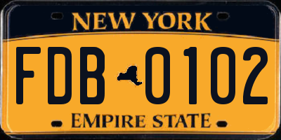 NY license plate FDB0102
