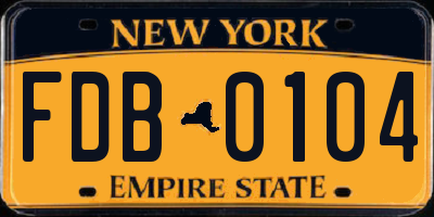 NY license plate FDB0104
