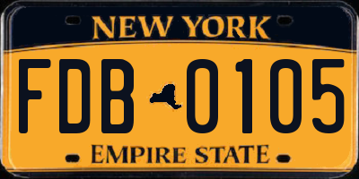 NY license plate FDB0105