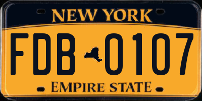 NY license plate FDB0107