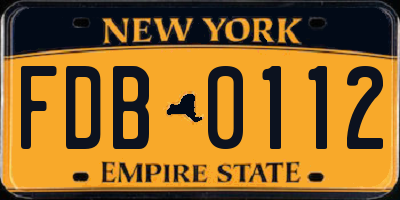 NY license plate FDB0112