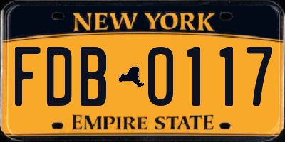 NY license plate FDB0117