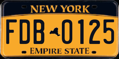 NY license plate FDB0125