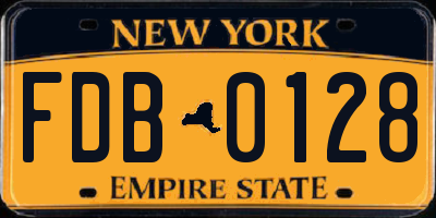 NY license plate FDB0128