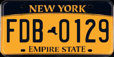 NY license plate FDB0129