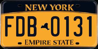NY license plate FDB0131