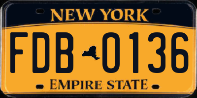 NY license plate FDB0136