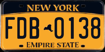 NY license plate FDB0138