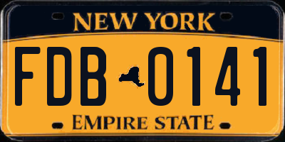 NY license plate FDB0141