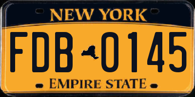 NY license plate FDB0145