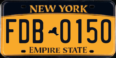 NY license plate FDB0150