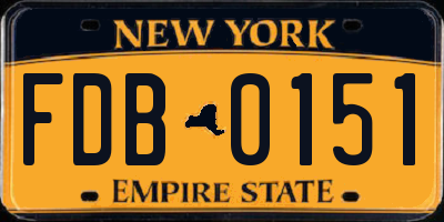 NY license plate FDB0151