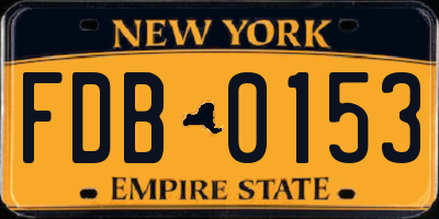 NY license plate FDB0153